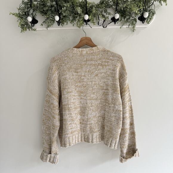 New Loft Marled Easy V Neck Cardigan Large Crop spring 25 DB - Picture 3 of 3